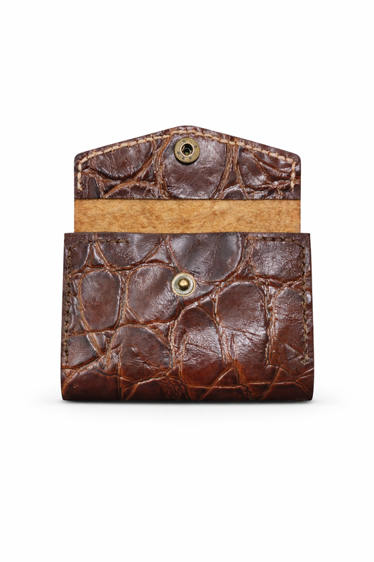 El Yapımı Hakiki Deri Akordeon Kartlık – Kroko Desen Kompakt Tasarım