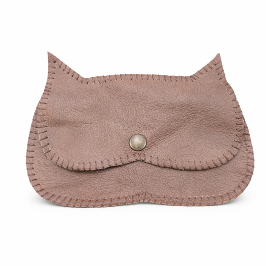 El Yapımı Hakiki Deri Kadın Cüzdan – Kedi Figürlü Deri Cüzdan