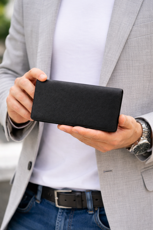 Hakiki Deri El Bantlı Unisex Cüzdan – Telefon Bölmeli, 12 Kart Kapasiteli Premium Cüzdan