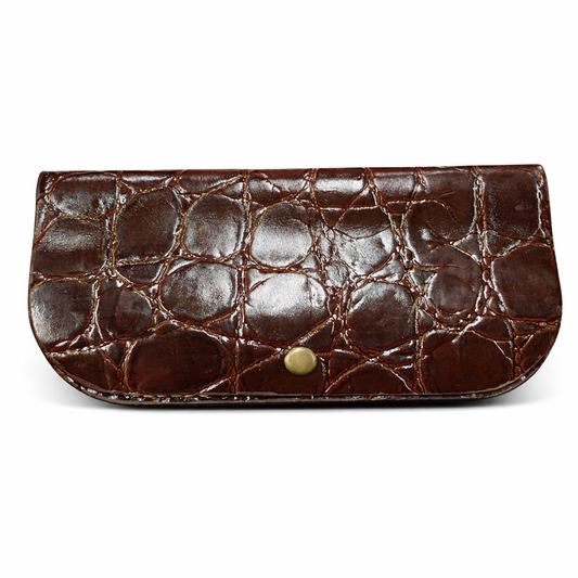 El Yapımı Hakiki Deri Kadın Cüzdan – Kroko Desenli Kahve