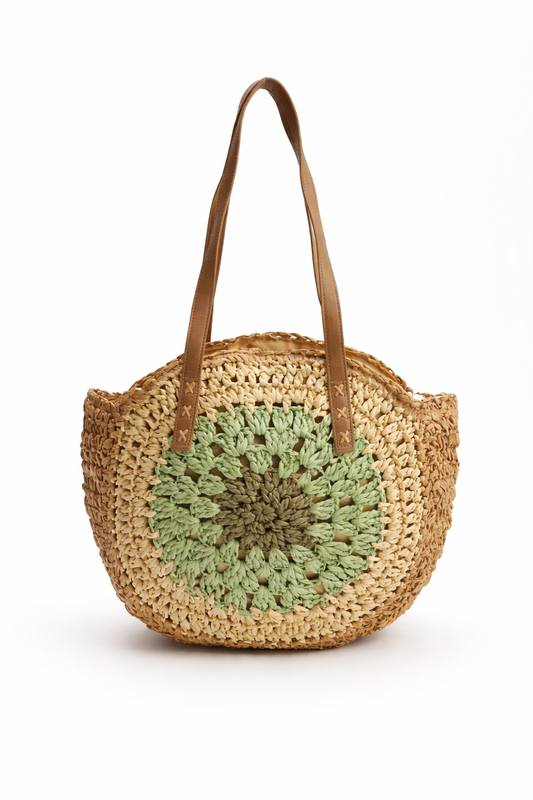 El Örgüsü Hasır Omuz Çantası