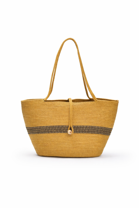 Camel Hasır Omuz Çantası – Geniş Hacimli Yazlık Tote
