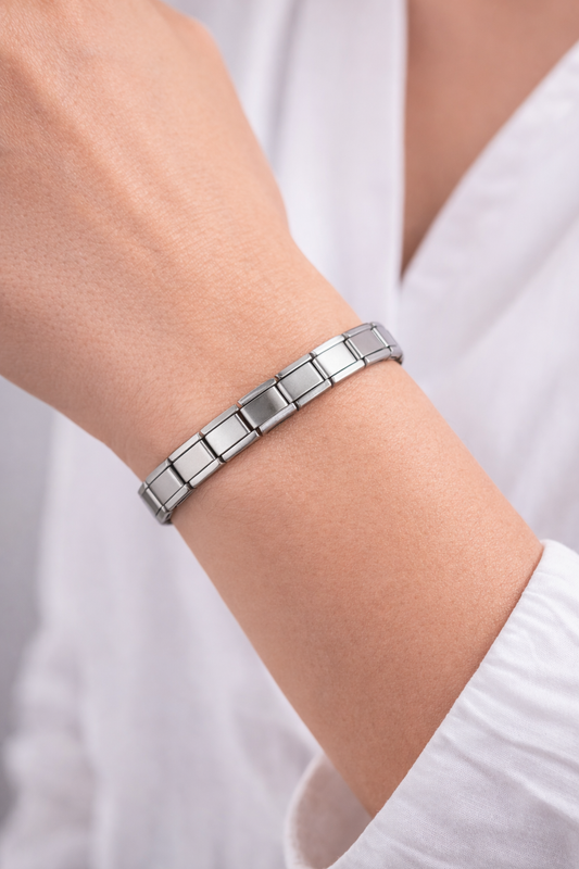 Çelik İtalyan Charm Bileklik – 316L Paslanmaz Çelik | Yazısız Tasarım