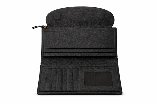 %100 Hakiki Deri Siyah Kadın Cüzdan – Telefon Bölmeli