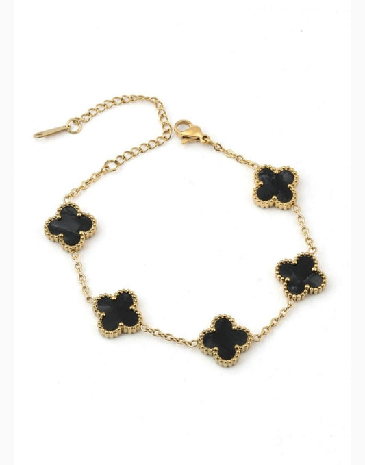 Çelik Yonca Bileklik - Gold