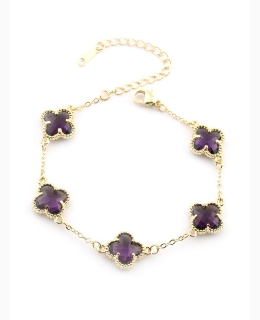 Çelik Yonca Bileklik - Gold