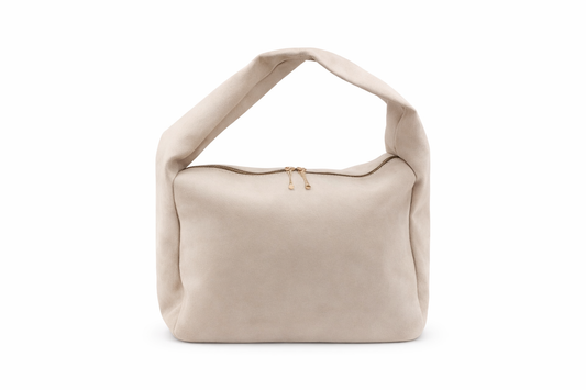 Krem Süet Omuz Çantası