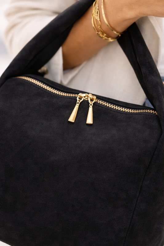 Siyah Süet Omuz Çantası