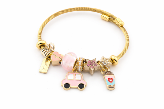 Çelik Pandora Gold Charm Bileklik
