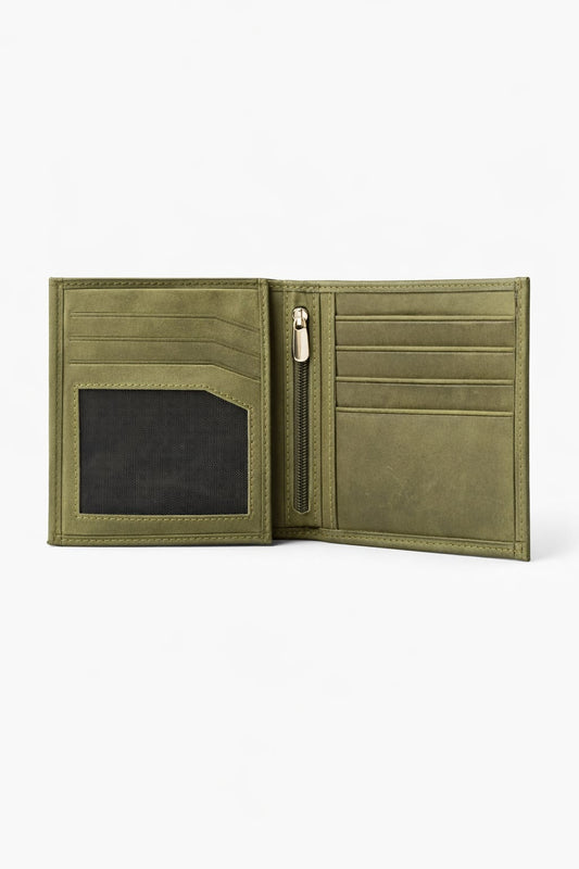 Crazy Deri Haki Yeşili Erkek Cüzdan