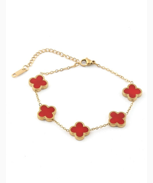 Çelik Yonca Bileklik - Gold