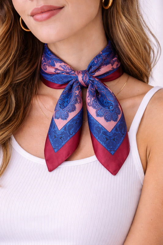 %100 Saf İpek Desenli Fular