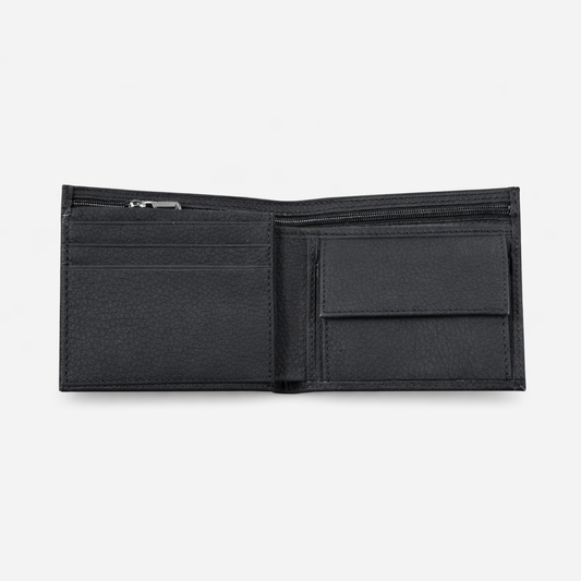 Arven Hakiki Deri Erkek Cüzdan – Siyah Klasik Bifold Model