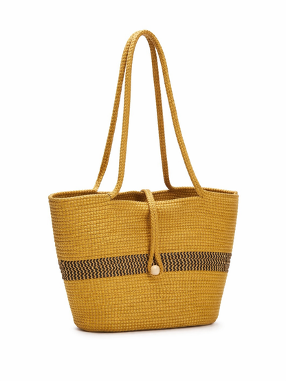 Camel Hasır Omuz Çantası – Geniş Hacimli Yazlık Tote