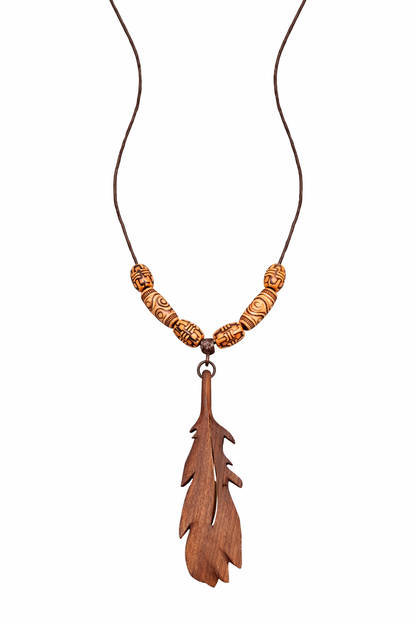 El Yapımı Ahşap Kolye - Natural Leaf
