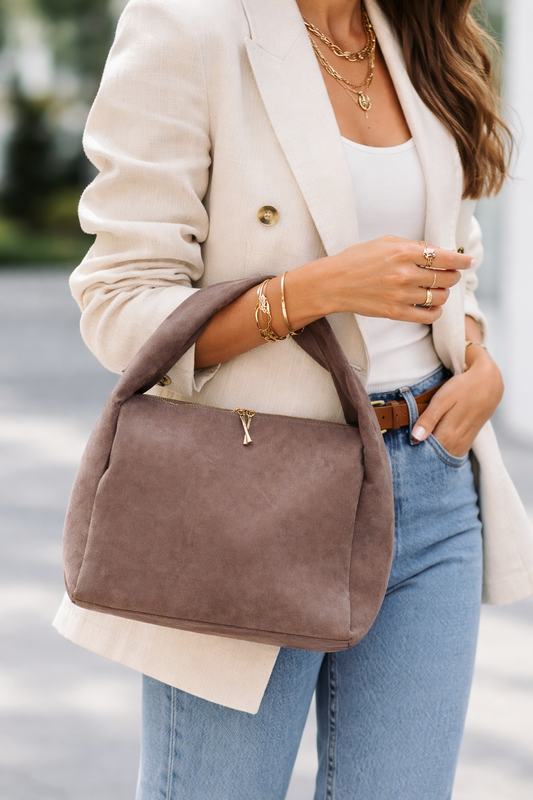 Vizon Süet Dokulu Omuz Çantası