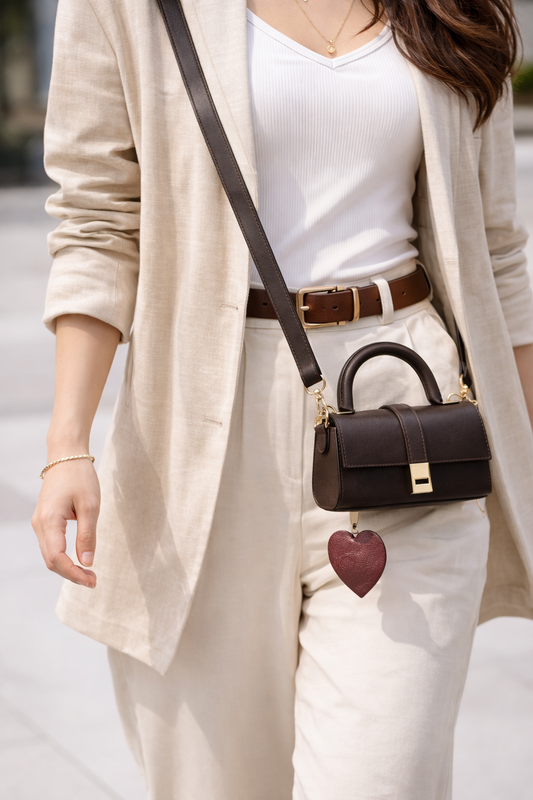 Acı Kahve Kadın El ve Omuz Çantası – Mini Top Handle Çanta, Gold Kilit Detaylı Şık Tasarım