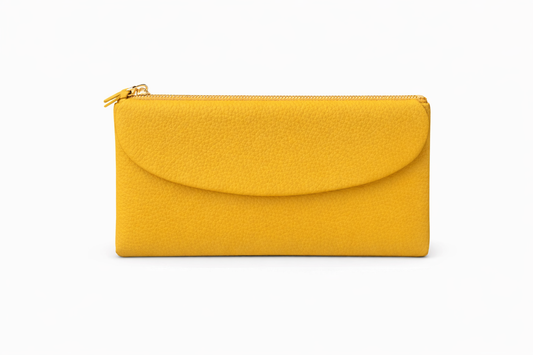 %100 Hakiki Deri Sarı Kadın Cüzdan – Telefon Bölmeli