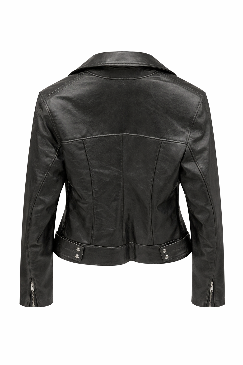 Siyah Kadın Deri Biker Ceket