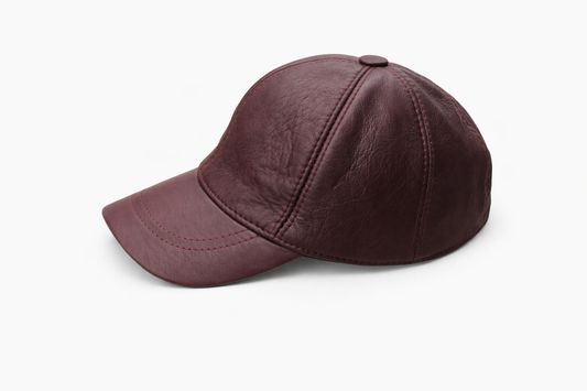 Bordo Hakiki Deri Şapka