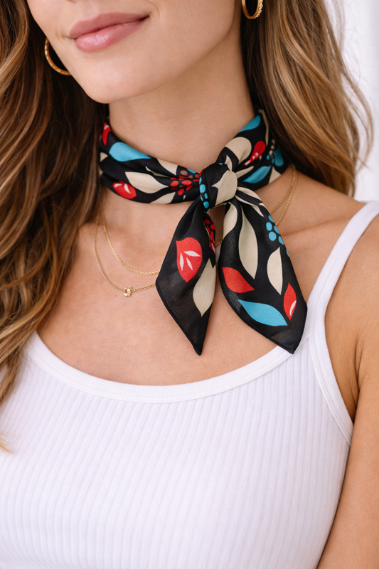 %100 Saf İpek Desenli Fular