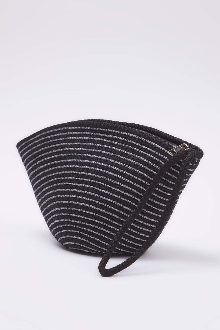 Mini Hasır Clutch Çanta – Çizgili Şık Kadın El Çantası