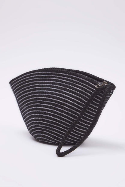 Mini Hasır Clutch Çanta – Çizgili Şık Kadın El Çantası
