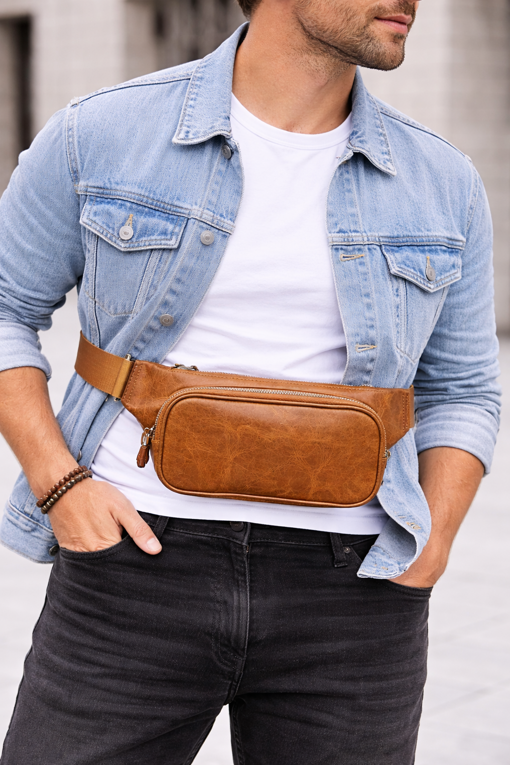 Hakiki Deri Bel Çantası – Unisex