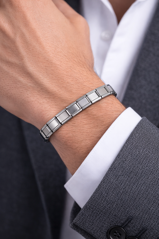 Çelik İtalyan Charm Bileklik – 316L Paslanmaz Çelik | Yazısız Tasarım