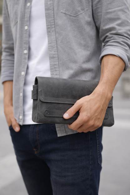 👜 Crazy Hakiki Deri El Portföyü – Premium Seri
