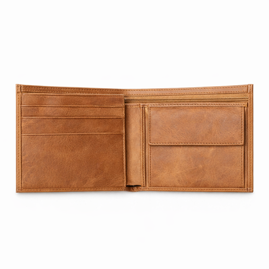 Hakiki Deri Erkek Cüzdan – Vintage Taba