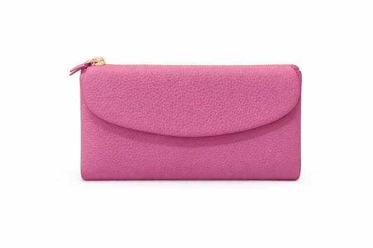 %100 Hakiki Deri Pembe Kadın Cüzdan – Telefon Bölmeli