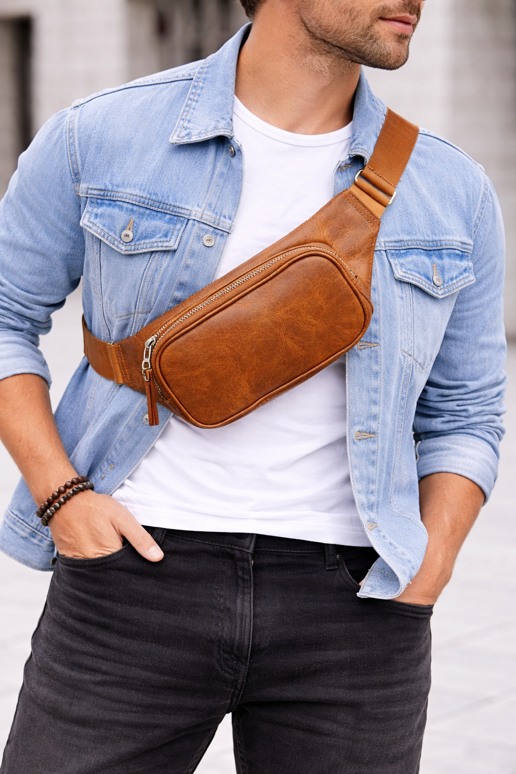 Hakiki Deri Bel Çantası – Unisex