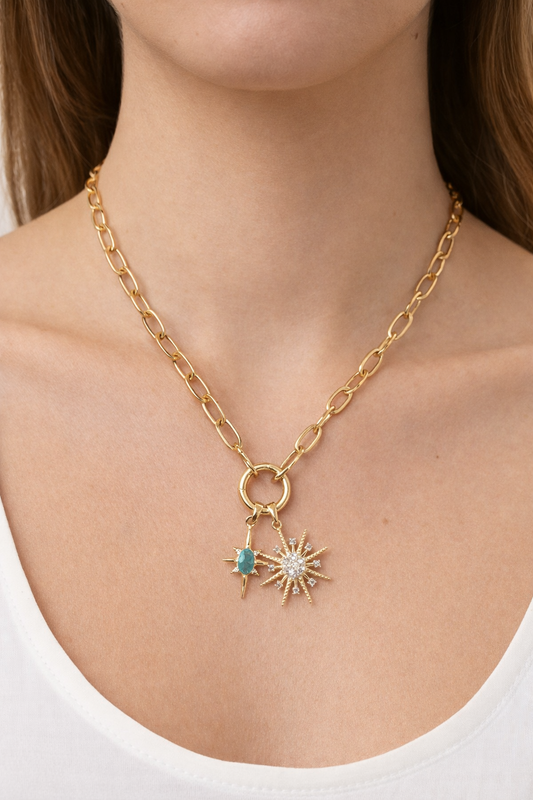 Çelik Kilitli Çıkarılabilir Charmlı Ataç Kolye