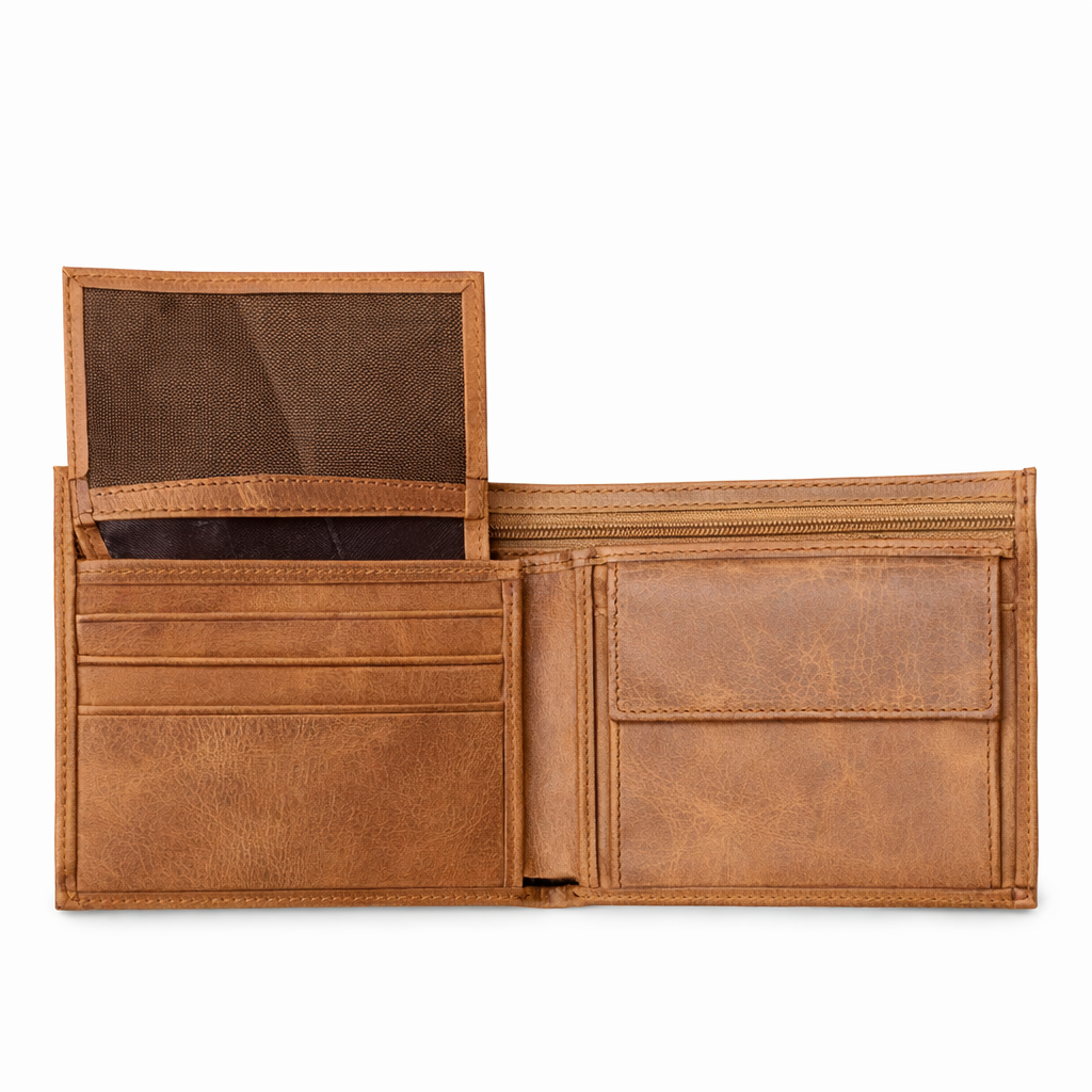 Hakiki Deri Erkek Cüzdan – Vintage Taba