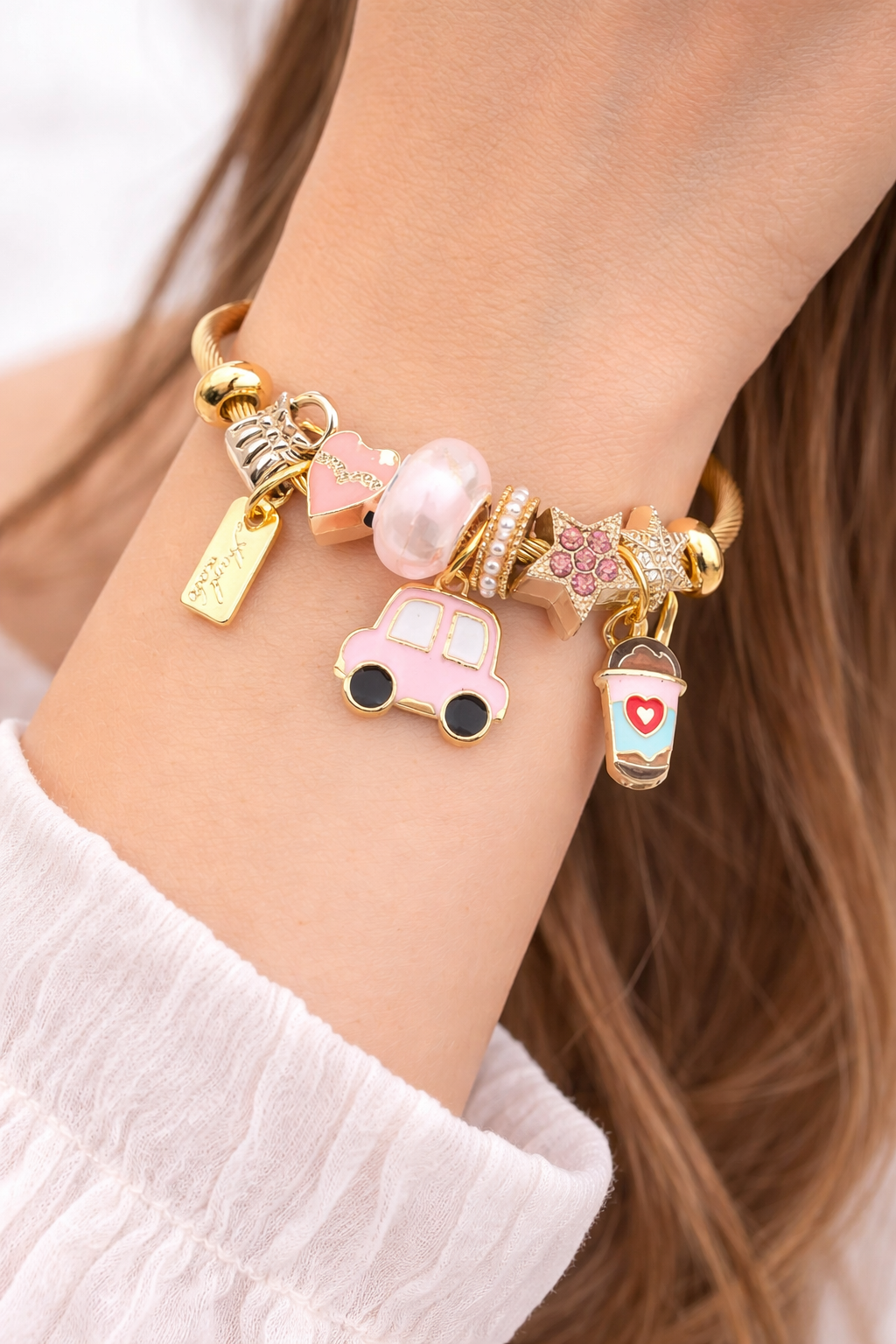 Çelik Pandora Gold Charm Bileklik
