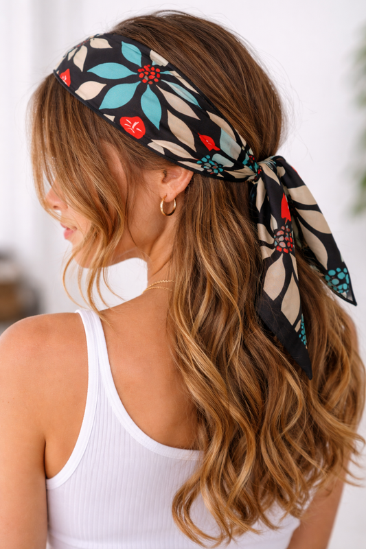 %100 Saf İpek Desenli Fular