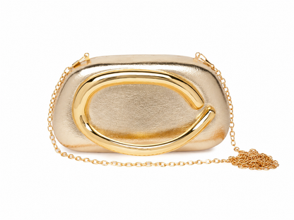 Gold Metal Saplı Abiye Clutch Çanta | Şık Gece Davet Çantası