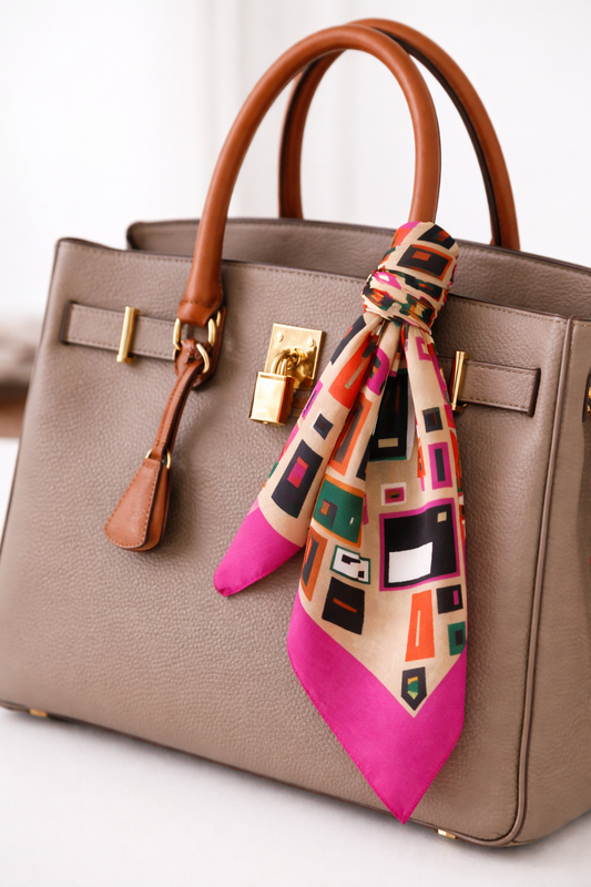 %100 Saf İpek Desenli Fular