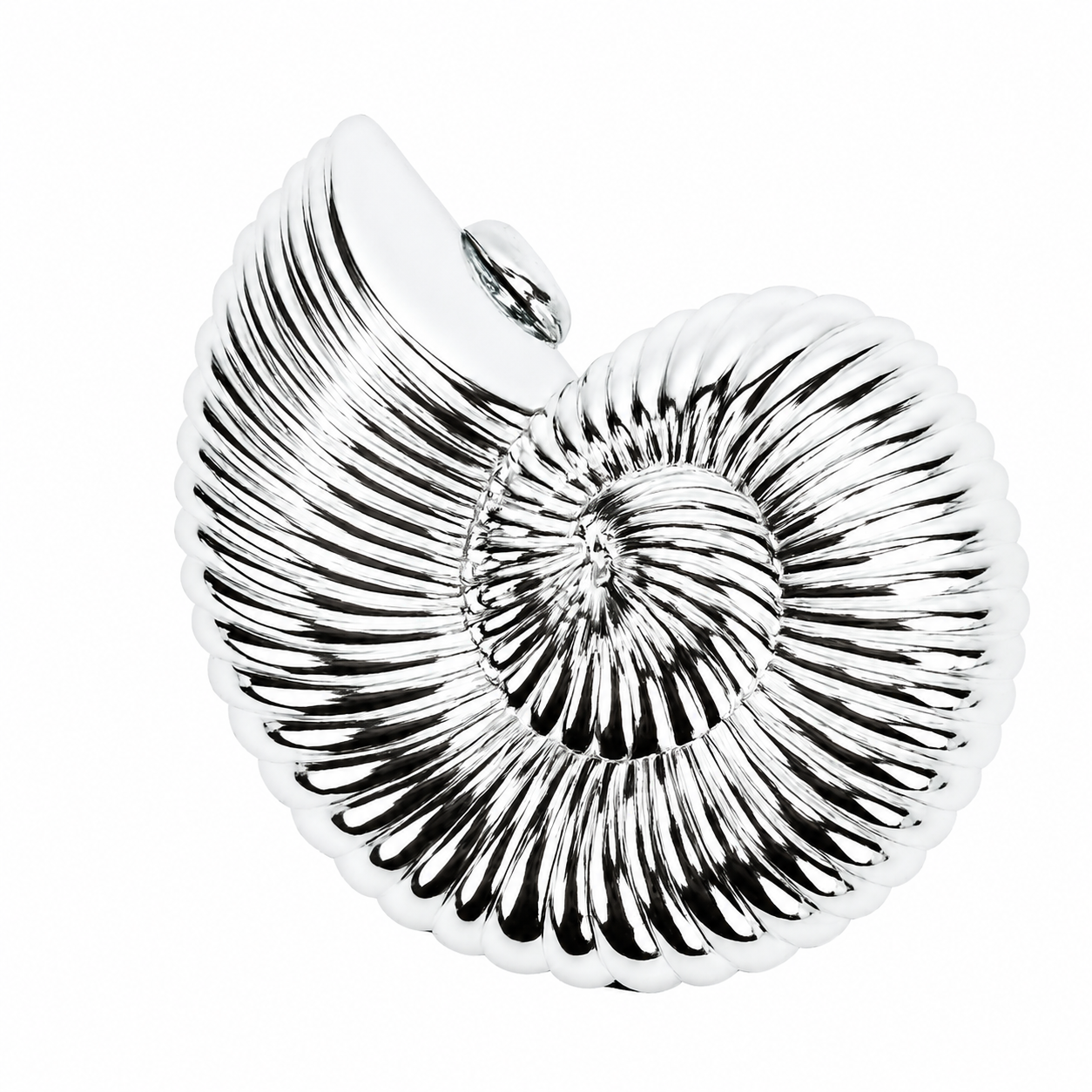 Gümüş Deniz Kabuğu Formlu Zincir Askılı Kadın Clutch Çanta