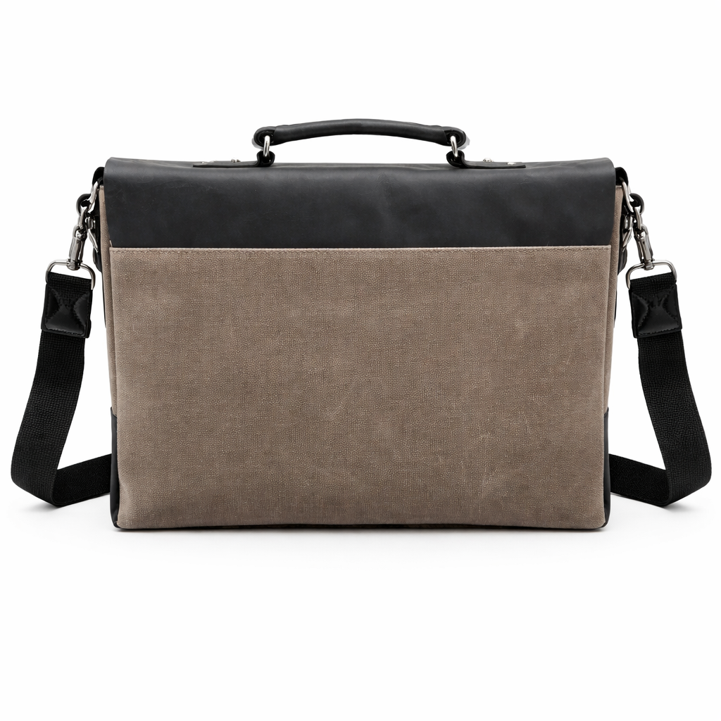 Arven Premium Deri & Mumlu Kanvas Evrak Çantası – Laptop Uyumlu Şık Omuz Çantası (38x26 cm)