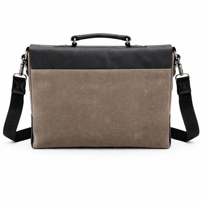 Arven Premium Deri & Mumlu Kanvas Evrak Çantası – Laptop Uyumlu Şık Omuz Çantası (38x26 cm)