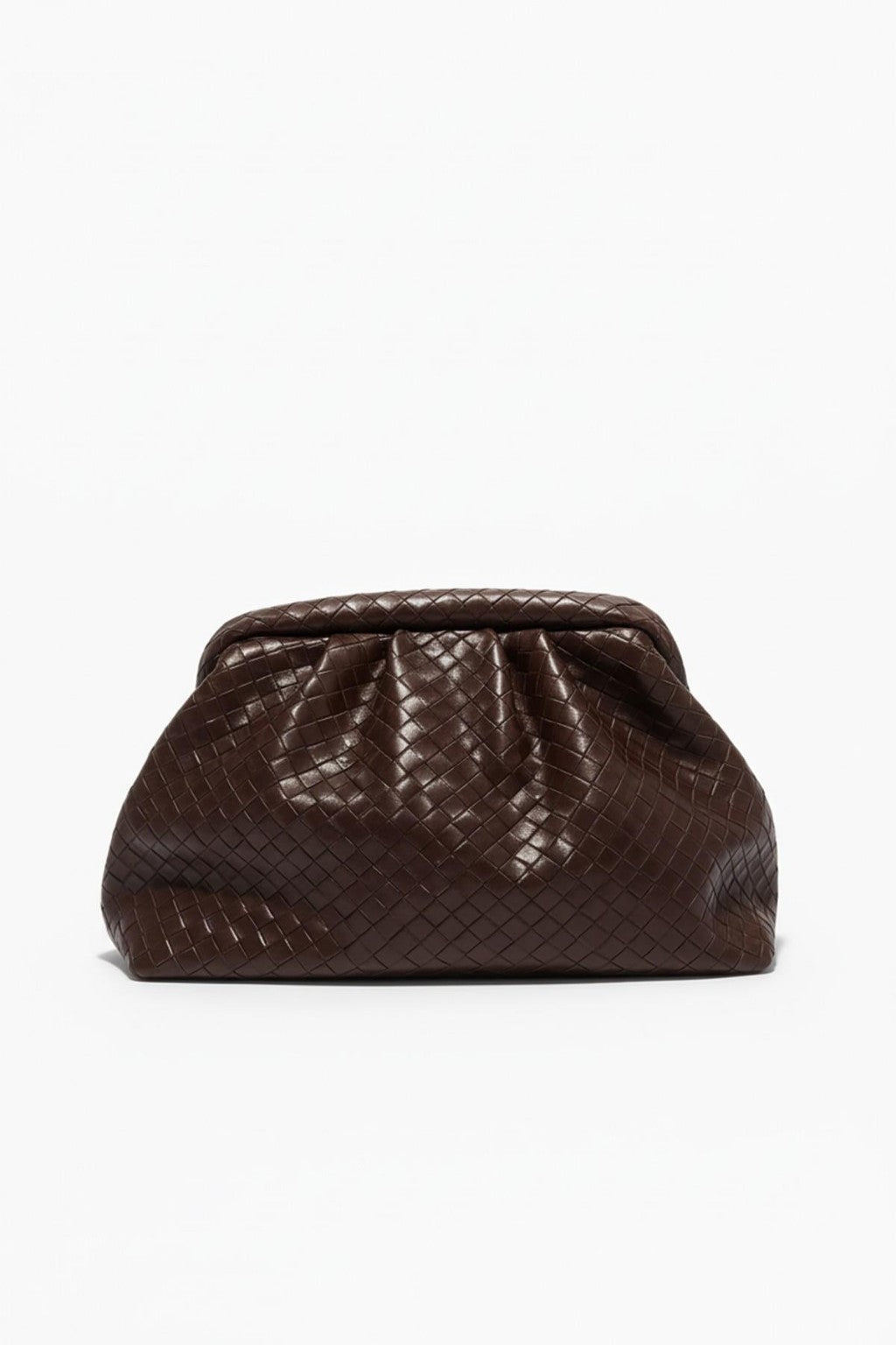 Acı Kahve Örgü Deri Clutch Çanta