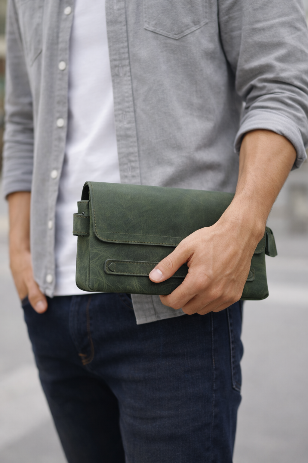 👜 Crazy Hakiki Deri El Portföyü – Premium Seri