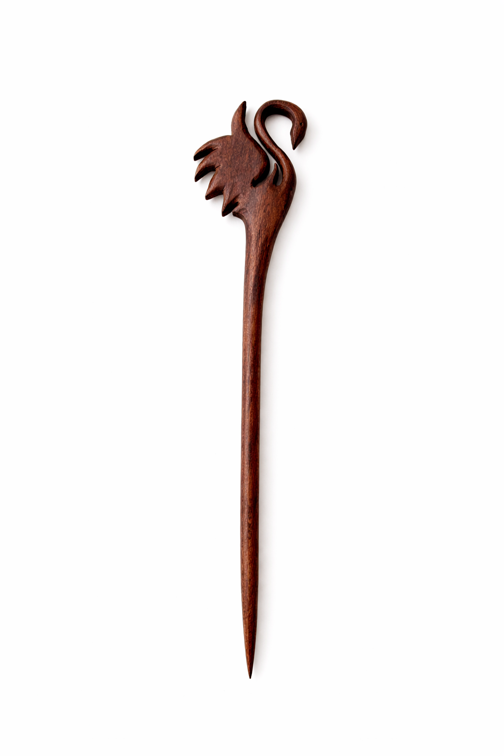 El Yapımı Ahşap Kuğu Desenli Topuz Maşası – 24 cm